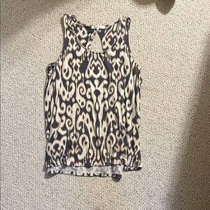 Rose & Olive Black and Cream Patterned Tank Top